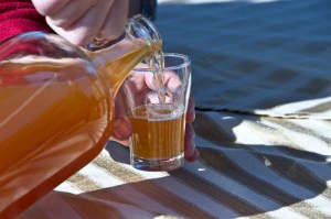 Pouring cider for tasting.