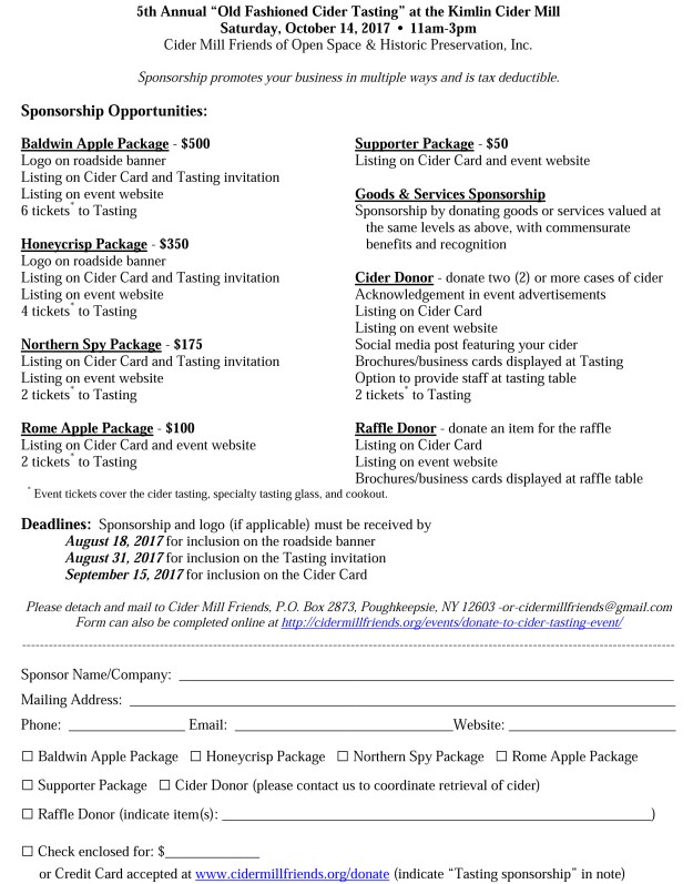 Sponsorship opportunities 2017